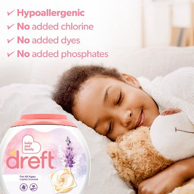 Dreft Lightly Scented HE Compatible Laundry Detergent Soap Pacs - 45ct