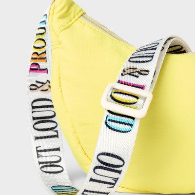 Pride Adult Crescent Sling 'Out Loud & Proud' Crossbody Bag - Yellow