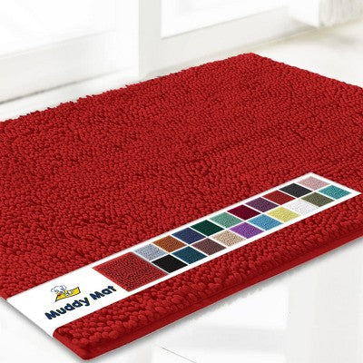 Muddy Mat Highly Absorbent Soft Chenille Door Mat and Pet Rug Non Slip Thick Washable Area and Bath Mat for Indoor & Outdoor-Grey Medium 19"x30"
