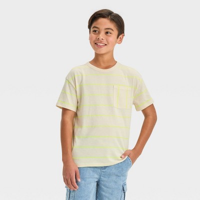 Boys' Short Sleeve Textured Striped T-Shirt - Cat & Jack Yellow M