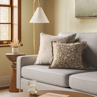 Square Cotton Velvet Throw Pillow Neutral - Threshold