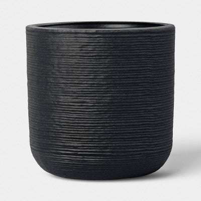 Fluted Outdoor Planter Black 10" - Threshold