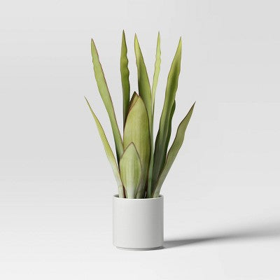 Large Artificial Snake Plant - Threshold: 21" Faux Flora in Stoneware Pot for Indoor Decor