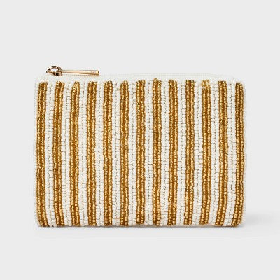 Beaded Striped Zip Pouch - A New Day Gold