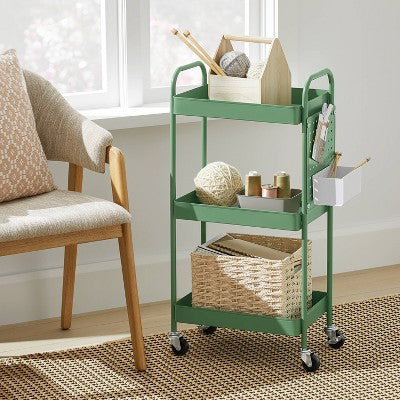 3 Tier Pegboard Cart Green - Brightroom