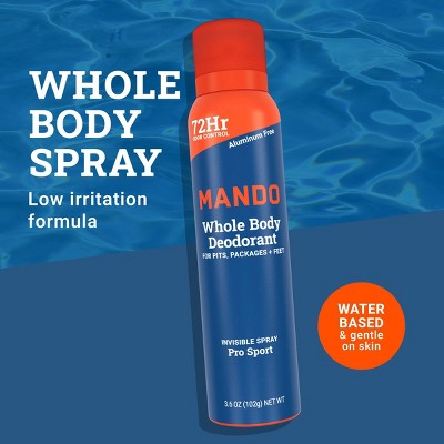 Mando Whole Body Men's Invisible Spray Deodorant Mt Fuji - Aluminum-Free 3.6oz: Citrus, Fresh, Woodsy Scent