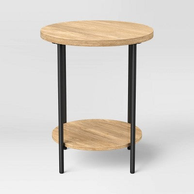 Wood and Metal Small Round Side Table Natural Finish - Room Essentials (LOCAL PICKUP ONLY)