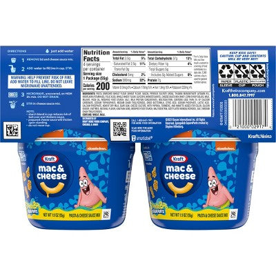 Kraft Spongebob Shapes Mac and Cheese Microwaveable Cups - 7.6oz/4ct