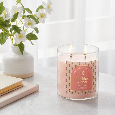 2-Wick Glass Jar Candle with Lid Blushing Amber 15.1oz - Threshold