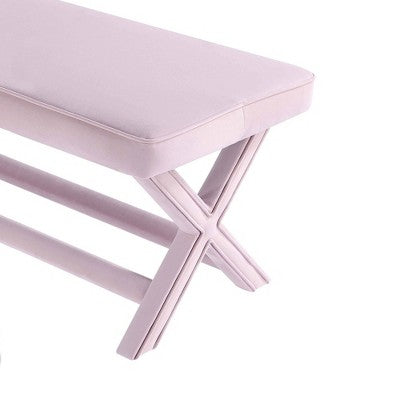 Manhattan Comfort Abigail Velvet Upholstered Double Ottoman Pink: Mid-Century Modern, No Assembly Required, Wood Legs (LOCAL PICKUP ONLY)
