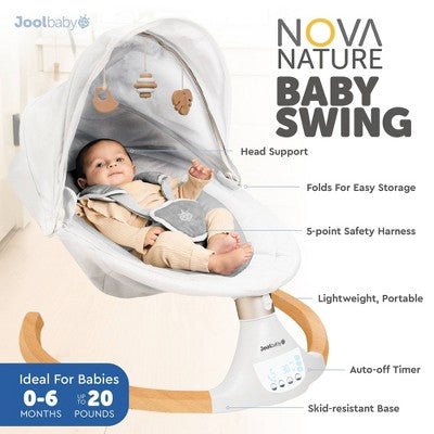 Jool Baby Nova Nature Baby Swing - Brown/White (LOCAL PICKUP ONLY)