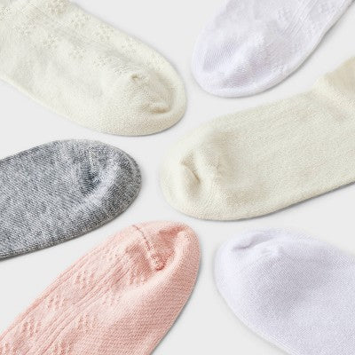 Girls' 6pk Pointelle Scallop Edge Ankle Dress Socks - Cat & Jack M