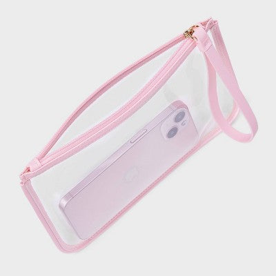 Clear Pouch Wristlet - A New Day Pink