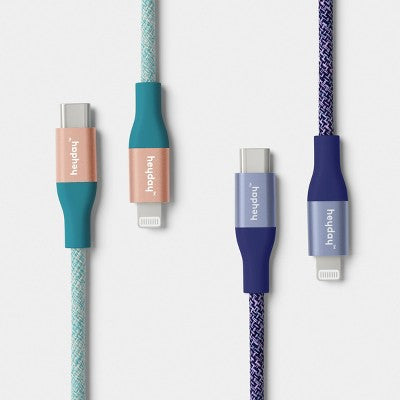4ft USB-C to Lightning Braided Cable 2pk - heyday Future Dusk Deep Sage