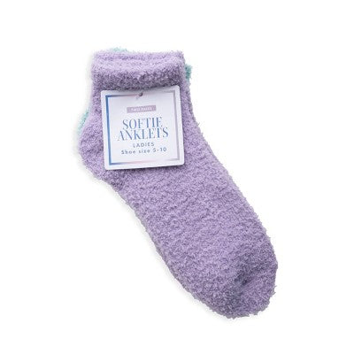 2pk Softie Socks Purple/Green Flowers - Bullseye's Playground
