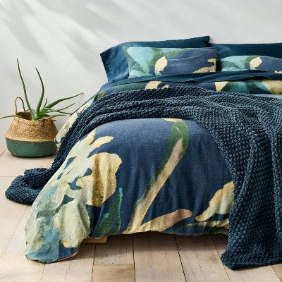 King Chunky Knit Blanket Dark Blue - Casaluna