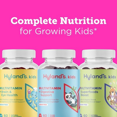 Hyland's Kids Multivitamin + Brain & Eye Health, Sugar-Free Gummies - 60ct: Mixed Berry Flavor