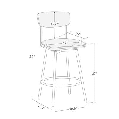 Spruce&Spring Swivel Counter Height Bar Stool with Metal Legs,, Light Grey  Fabric (LOCAL PICKUP ONLY)