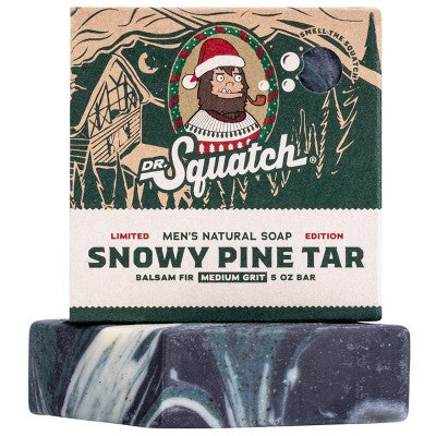 DR. SQUATCH Men's Natural Holiday Snowy Pine Tar Bar Soap - 5oz