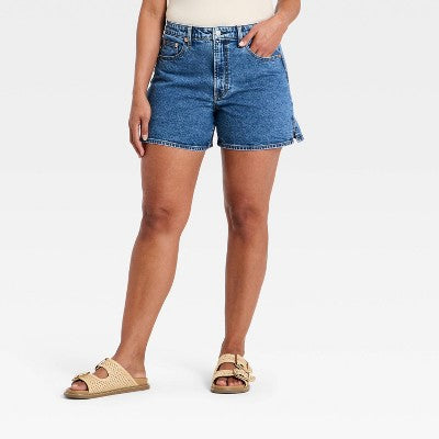 Women's High-Rise A-Line Denim Shorts 5" Medium Wash 4
