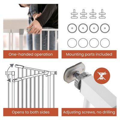 hauck 59726 Open N Stop KD Pressure Fit Safety Gate for Doors 29 to 31", White (LOCAL PICKUP ONLY)