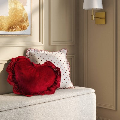 Valentine's Day Ruffled Heart Pillow - Threshold