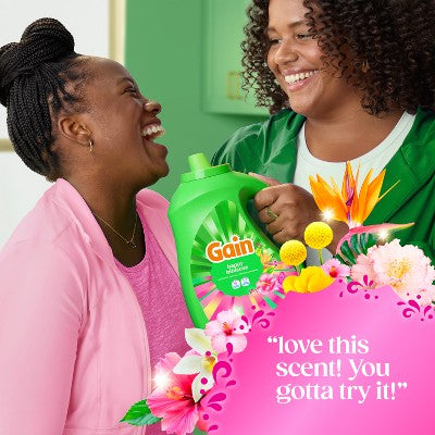 Gain Happy Hibiscus Hula HE Liquid Laundry Detergent: 132 fl oz, 100 Loads, Concentrated, Odor Control Formula