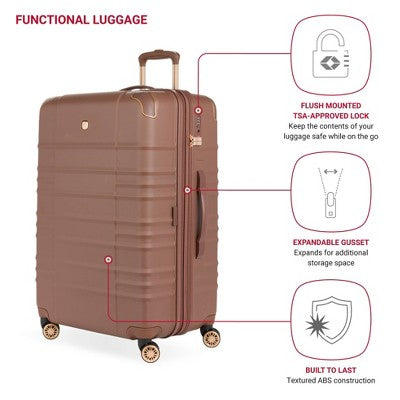 SWISSGEAR Cascade II Hardside Large Checked Spinner Suitcase - Maple: Tear-Resistant, 8 Wheels