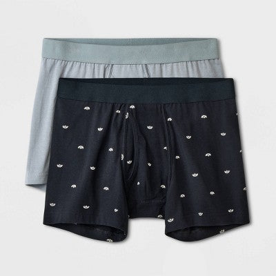 Men's Paper Boat Print Boxer Briefs 2pk - Goodfellow & Co Black XL
