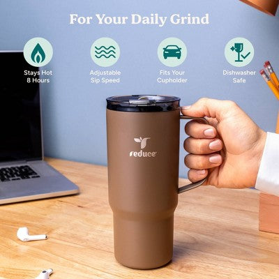 Reduce 24oz Hot1 Vacuum Insulated Stainless Steel Travel Mug with Steam Release Lid Brown: Dishwasher-Safe