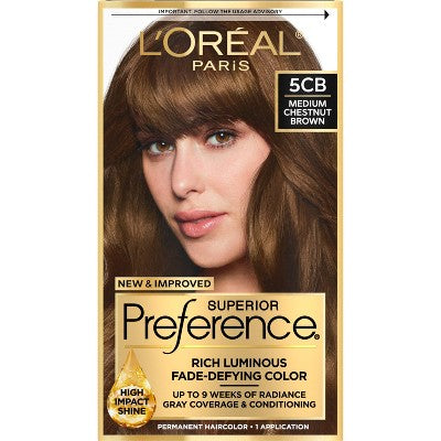 L'Oreal Paris Superior Preference Fade-Defying Color + Shine System - 6.5 fl oz - 5CB M Chestnut Brown - 1 kit