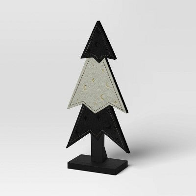 8.5" Wood with Felt Tree Halloween Decorative Mantel Sculpture - Hyde & EEK! Boutique: Indoor Black Decor