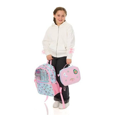 Locker Club Kids' 16L Kids Backpack with Clear Lunch Stationery - Blue/Pink