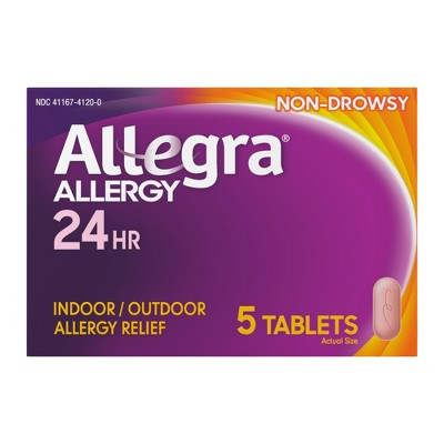 Allegra 24 Hour Allergy Relief Medicine Tablets - Fexofenadine Hydrochloride - 5ct