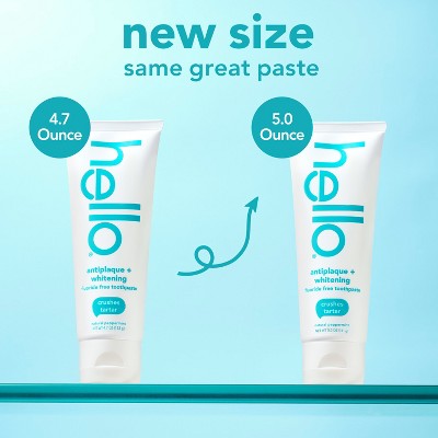 hello Antiplaque and Whitening Fluoride Free Toothpaste - Natural Peppermint - 5oz/2pk