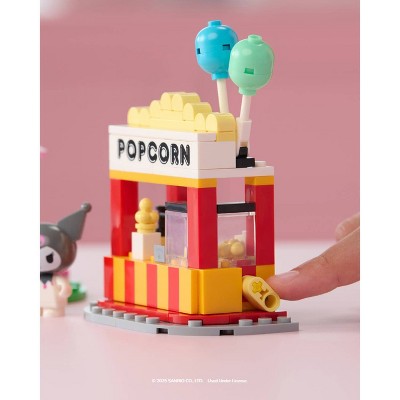 Hello Kitty Small Set & 2.2" Buildable Figure BLDR Sanrio Small Set - Popcorn Booth With Chococat & Kuromi