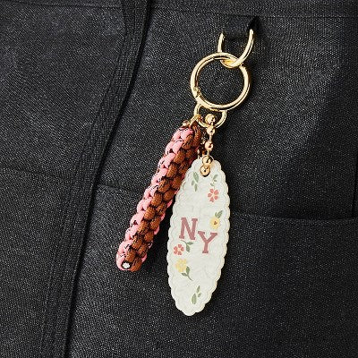 NY Handbag Charm Floral Print Keychain - Universal Thread Brown/Pink