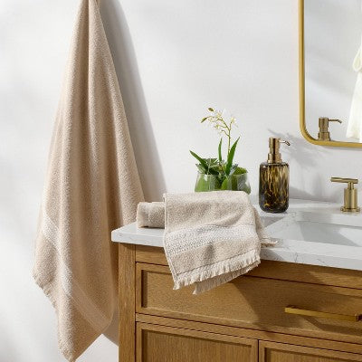 Americana Striped Bath Towel Tan - Threshold