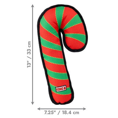 KONG Holiday Ballistic Candy Cane Food Shaped Dog Toy - Red