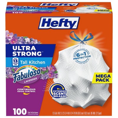 Hefty Ultra Strong Tall Kitchen Drawstring Fabuloso Trash Bags - 13 Gallon - 100ct