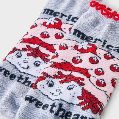 Women's Strawberry Shortcake Americana Low Cut Sock - Gray/Red 4-10