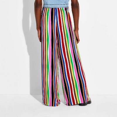 Pride Adult High-Rise Wide Leg Pants - Striped M