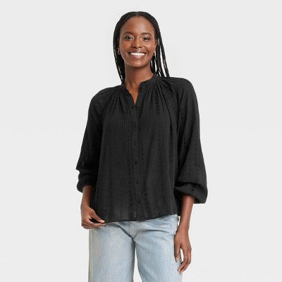 Women's Balloon Long Sleeve Lace Blouse XL