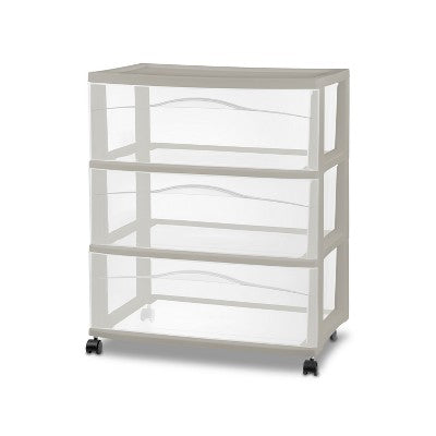 3 Drawer Wide Cart Spaceship Gray - Brightroom (LOCAL PICKUP ONLY)