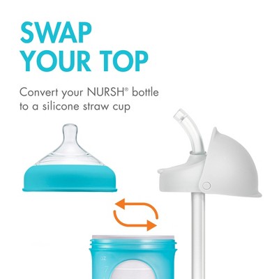 Boon NURSH Straw Conversion Top - 2pk: BPA-Free, Silicone, Flip-Top Lid