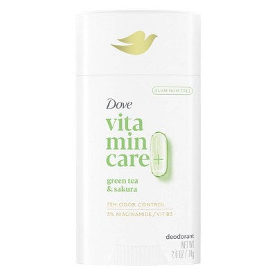 Dove Beauty VitaminCare+ Aluminum-Free Deodorant Stick with Niacinamide - Green Tea and Sakura - 2.6oz