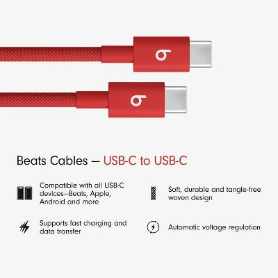 Beats USB-C to USB-C Woven Cable (1.5 m) - Rapid Red