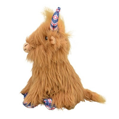 Multipet Highland Cow Americana Plaid Interactive Plush Dog Toy