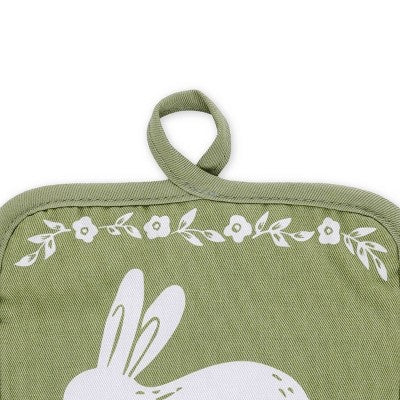 Potholder and Dishtowel Set White Pattern and Bunny - Bullseye's Playground