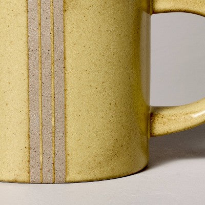 15oz Triple Stripe Stoneware Mug New Wheat - Hearth & Hand with Magnolia